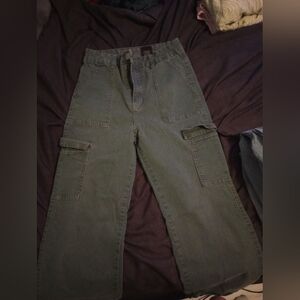 Dark green cargo flared jeans